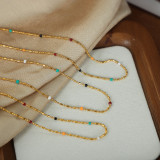 Collar chapado en oro de 18 quilates con revestimiento de esmalte de acero de titanio de color sólido de estilo simple tropical hawaiano