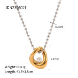 Collar de perlas artificiales chapado en oro geométrico elegante de acero inoxidable 18K estilo IG a granel