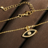 Collar con colgante chapado en oro de 18 quilates con incrustaciones de esmalte de cobre y ojo del diablo de estilo Vintage