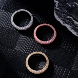 Hip-Hop Estilo simple Chapado en cobre redondo Incrustación de circón Chapado en oro de 18 quilates Chapado en oro rosa Anillos chapados en oro blanco