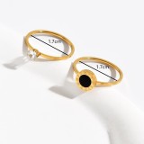 Anillos chapados en oro de 18K con incrustaciones de circonio chapado en acero inoxidable con números romanos de estilo simple para vacaciones informales