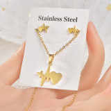 Estilo simple Letra Estrella Forma de corazón Acero titanio Pendientes para mujer Collar 1 Juego