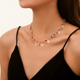 1 pieza de collar de perlas esmaltadas con diamantes de imitación de cobre y mariposa en forma de corazón con hojas a la moda