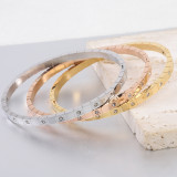 Brazalete elegante de circón con incrustaciones de acero y titanio de color sólido