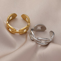 Anillos de cobre de anillo abierto de acero titanio de color sólido de estilo simple