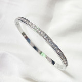 Brazalete de diamantes de imitación artificiales chapado en acero de titanio redondo para mujer 1 pieza