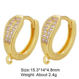 1 par de pendientes de aro chapados en oro blanco chapado en oro de 18 quilates con incrustaciones redondas de estilo clásico Retro y circonita de cobre