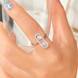Clip de papel de estilo simple chapado en cobre ahueca hacia fuera los anillos de circón de diamantes de imitación con incrustaciones