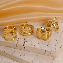 Estilo moderno Estilo simple Estilo clásico Color sólido Chapado en acero inoxidable Anillos chapados en oro