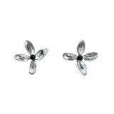 1 par de pendientes de ágata de cobre con incrustaciones de flores de estilo simple