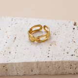 Anillo abierto chapado en oro de 18 quilates con revestimiento cruzado de acero inoxidable con forma de corazón y rostro humano de estilo clásico retro