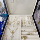 Versión coreana de collar de corazón de moda con microincrustaciones de circón colgante en forma de corazón chapado en cobre joyería de oro Real de 18K