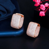 1 par elegante estilo clásico chapado cuadrado incrustaciones de cobre piedras preciosas artificiales chapado en oro rosa chapado en oro blanco chapado en rodio