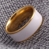 Anillo epoxi blanco dorado de acero titanio de nueva moda