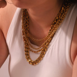 Collar chapado en oro de 18 quilates con trenzado de acero inoxidable de color sólido estilo vintage estilo hip-hop