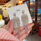 1 par de pendientes colgantes de circón con incrustaciones de borlas de cobre y nudo de lazo de mariposa en forma de corazón estilo coreano de hadas