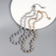 Collar De Circón Con Incrustaciones De Cobre Redondo De Moda, 1 Pieza