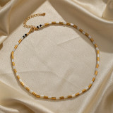 Collar chapado en oro de 18 quilates con cuentas de cobre redondas de estilo simple