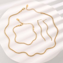 Collar chapado en oro de los pendientes de las pulseras del chapado de acero del titanio del color sólido elegante simple