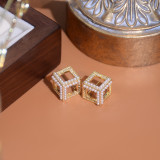 Pendientes chapados en oro de 14 quilates con incrustaciones de cobre, perlas artificiales, estilo informal Simple, 1 par