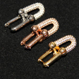Pendientes colgantes de cobre en forma de U a la moda, pendientes de cobre con incrustaciones chapadas en circonita