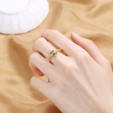 Anillos de circón con incrustaciones de cobre redondos de estilo simple de 1 pieza