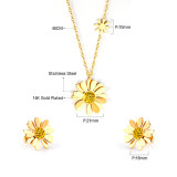 Estilo simple Flor Acero inoxidable Incrustación Circón Pendientes Collar 1 Juego