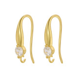 1 par de pendientes chapados en oro de 18K con incrustaciones de circonita de cobre y estilo clásico estilo Simple informal gancho para la oreja