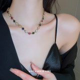 Moda ronda cobre incrustaciones diamantes de imitación pulseras de mujer pendientes collar