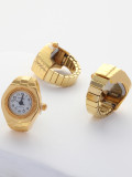 Reloj de estilo simple informal Anillos abiertos chapados en oro de acero inoxidable y titanio