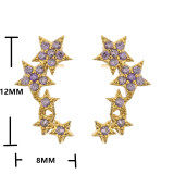 Pendientes con microincrustaciones de circonio y pentagrama, aretes de latón con forma de estrella y cristales coloridos