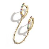 Joyería multicolor geométrica de la hebilla del oído de Chaincopper del diamante artificial de la moda al por mayor