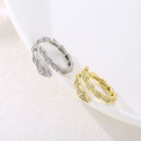 Estilo simple Estilo clásico Serpiente geométrica Cobre Incrustación asimétrica Anillos abiertos de circón