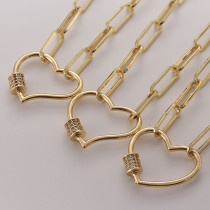 Collar colgante de Zircon chapado en oro de cobre con forma de corazón de estilo simple a granel