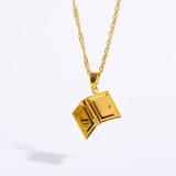 El cobre cuadrado del estilo simple que talla el collar pendiente plateado oro 18K