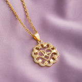 1 pieza de collar con colgante de circonita con incrustaciones de diamantes de imitación de acero inoxidable con forma de corazón y letras MAMA a la moda