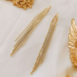 1 par de elegantes y lujosos pendientes colgantes chapados en cobre y oro de 18 quilates con borlas