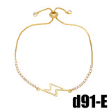 Pulseras chapadas en oro de 18K con incrustaciones de cobre y estrella en forma de corazón y estrella de estilo sencillo a la moda estilo IG