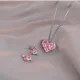 Dulce forma de corazón de acero de titanio con incrustaciones de circonio pendientes de mujer collar conjunto de joyas