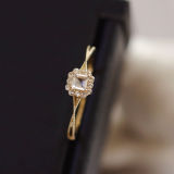 Anillos abiertos de diamantes de imitación con incrustaciones de cobre chapado en color sólido cuadrado elegante
