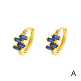 1 par de pendientes chapados en oro de 18K con incrustaciones de circonita de cobre y círculo cuadrado de estilo Simple y elegante