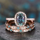 Anillos de circón con incrustaciones de cobre ovalados retro Glam