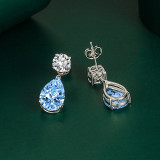 Pendientes colgantes de diamantes artificiales con incrustaciones de cobre y gotas de agua de estilo simple, 1 par