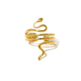 Anillos abiertos chapados en oro de 18 quilates con revestimiento de acero de titanio de serpiente estilo francés retro