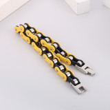 Pulseras de acero de titanio de color sólido con bloques de color hip-hop