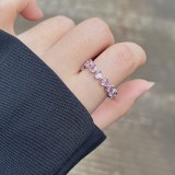 Anillo abierto de circonita de cobre con forma de corazón de estilo simple a granel