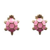 1 par de pendientes chapados en oro y cobre chapados en esmalte de tortuga de estilo Simple