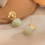 1 par de pendientes colgantes de cobre con perlas de imitación geométricas de estilo romano de estilo vintage