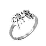 Anillos huecos de acero inoxidable con letras de moda 1 pieza