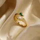 Anillos abiertos chapados en oro de 18 quilates con incrustaciones de esmalte de cobre redondo informal estilo IG